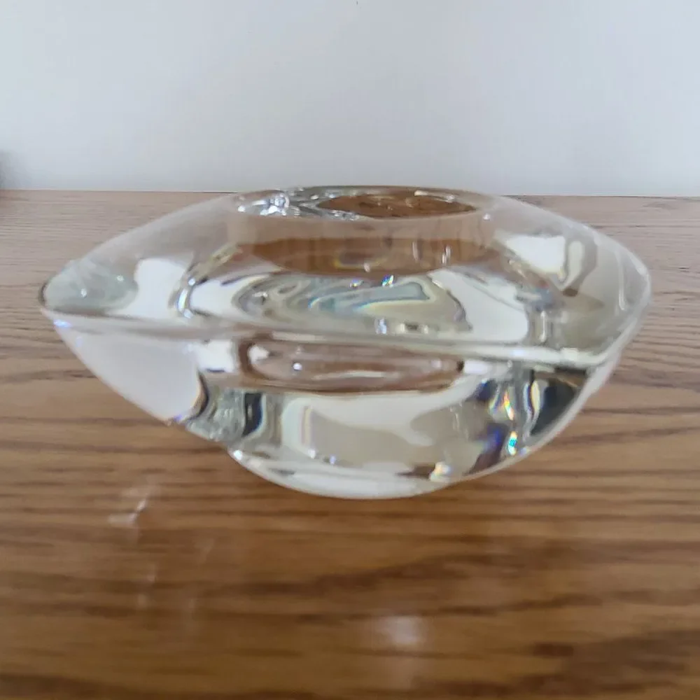 Orrefors Sweden Amour Heart Shaped Crystal Votive Tealight Candleholder Nordic